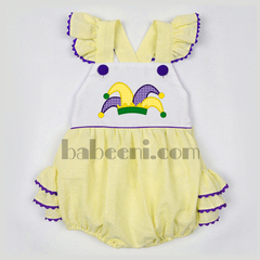 Mixing stylish Mardi Gras smocked clothes for children